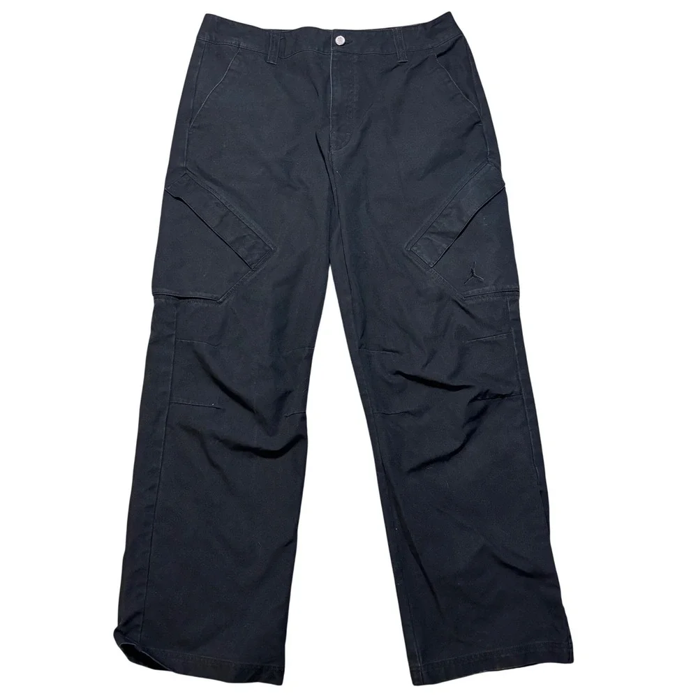 Air Jordan Cargo Chicago Pants Mens Large Black Wide Straight Leg Streetwear